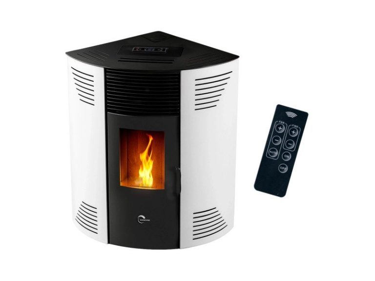 Sannover Iseos salamandra a pellets de canto 12,2 kW branca