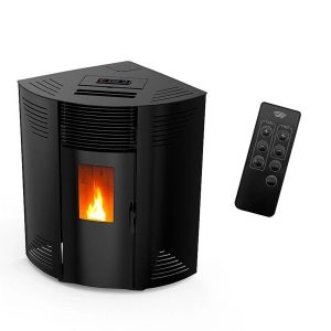 Sannover Iseos salamandra a pellets de canto 12,2 kW preta