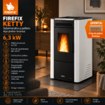 Firefix Ketty salamandra a pellets em aço preto-branco 6,3 kW