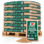 Van Roje pellets de madeira – 65 sacos de 15 kg – palete 975 kg – 100 % madeira de coníferas – ENplus A1, DINplus & PEFC