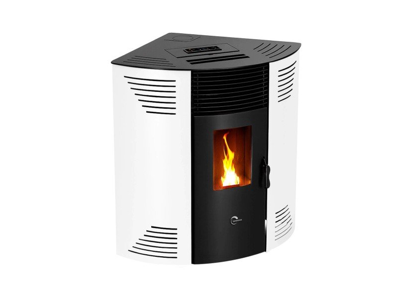 Sannover Iseos salamandra a pellets de canto 12,2 kW branca