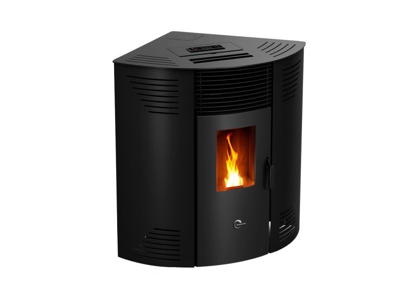 Sannover Iseos salamandra a pellets de canto 12,2 kW preta