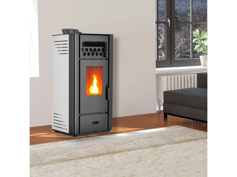 Sannover Anita salamandra a pellets 10 kW branca