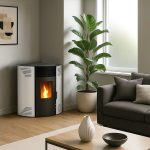 Sannover Iseos salamandra a pellets de canto 12,2 kW branca