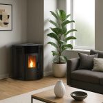 Sannover Iseos salamandra a pellets de canto 12,2 kW preta