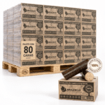 Briquetes Premium de madeira – palete com 80 caixas – 100 % madeira de folhosas de carvalho e faia