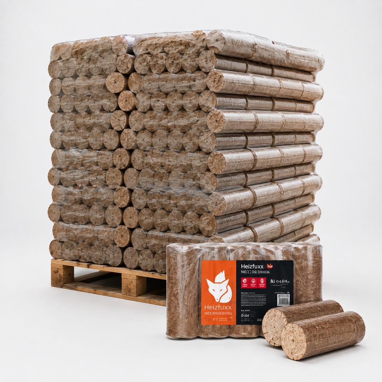 Heizfuxx Nestro XL Red briquetes de madeira dura – 96 embalagens de 10 kg – palete 960 kg