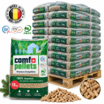 Comfo pellets de madeira – 65 sacos de 15 kg – palete 975 kg – 100 % madeira de coníferas – ENplus A1, DINplus & PEFC