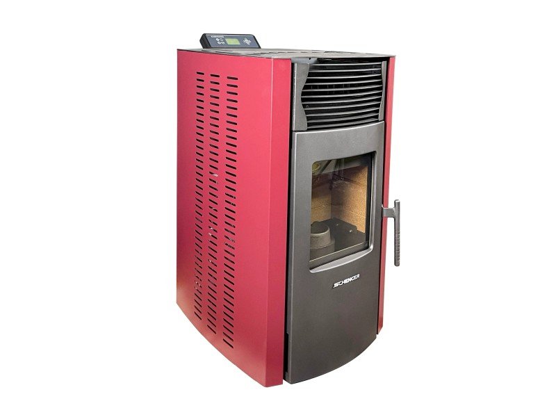 SCHENGER HP51 salamandra a pellets vermelha 8,8 kW A+ totalmente automática Wi-Fi + ECO + TIMER