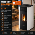 Freepoint Amaranto salamandra a pellets em aço branca 8,5 kW