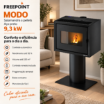 Freepoint Modo salamandra a pellets em aço preta 9,3 kW