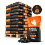 Carvão vegetal 20–80 mm – 36 × 10 kg – madeira dura Premium
