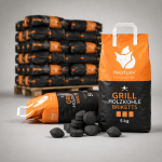 Heizfuxx briquetes de carvão vegetal – 60 sacos de 5 kg – palete 300 kg