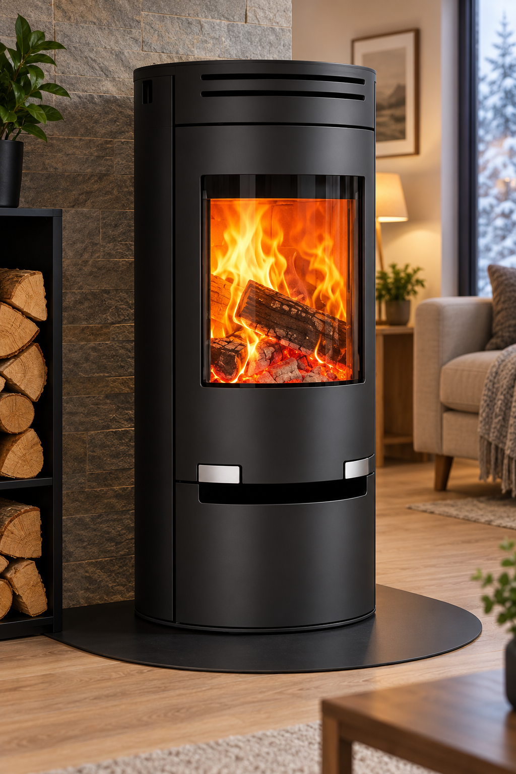 Aduro 1.1 salamandra a lenha em aço preta 6 kW com controlo automático
