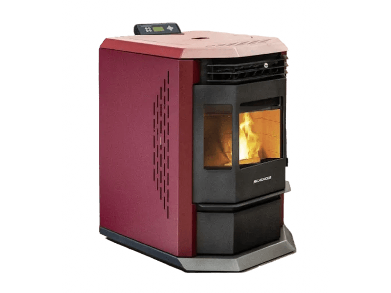 SCHENGER HLP3602 salamandra a pellets vermelha 9,3 kW A++ totalmente automática Wi-Fi + ECO + TIMER