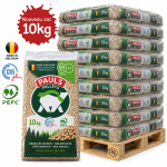 PAULS pellets de madeira – 104 sacos de 10 kg – palete 1.040 kg – 100 % madeira de coníferas – PEFC