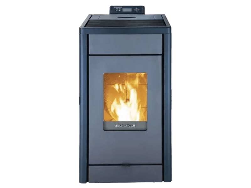 SCHENGER HP07 salamandra a pellets preta 8 kW A++ totalmente automática Wi-Fi + ECO + TIMER