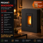 PEGASO Madison salamandra a pellets em aço antracite 5,3 kW com controlo automático