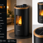 Freepoint Chrome 7 salamandra a pellets em aço preta 7 kW