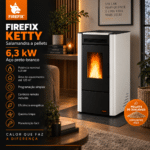 Firefix Ketty salamandra a pellets em aço preto-branco 6,3 kW