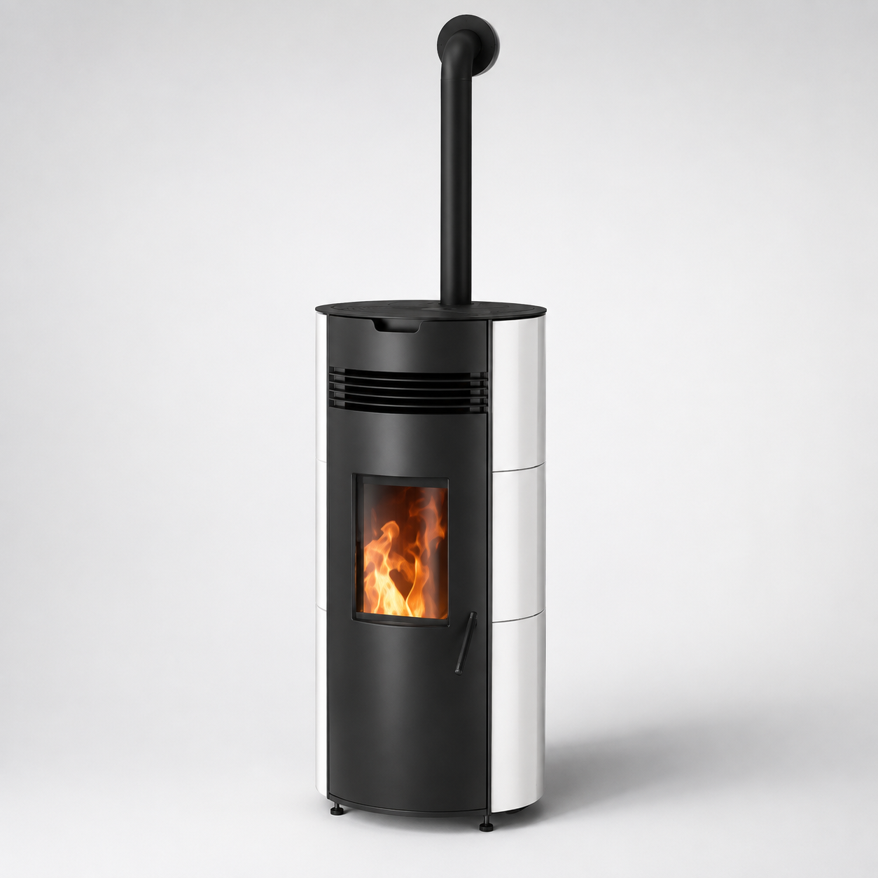 Justus Norta salamandra a pellets em aço branco-seda 8 kW com controlo automático