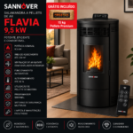 Sannover Salamandra a pellets de ar Flavia 9,5 kW preta