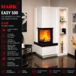 Hark Easy 500 salamandra a lenha em granito preto 8 kW com controlo automático