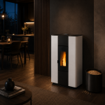 Freepoint Roxy Stand salamandra a pellets em aço branca 7 kW