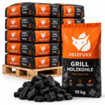 Heizfuxx carvão vegetal qualidade profissional – 12 sacos de 10 kg – palete 120 kg