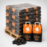 Heizfuxx briquetes de carvão vegetal – 60 sacos de 5 kg – palete 300 kg