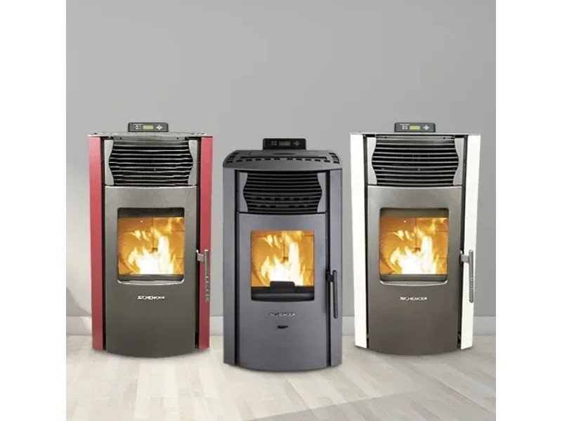 SCHENGER HP51 salamandra a pellets vermelha 8,8 kW A+ totalmente automática Wi-Fi + ECO + TIMER