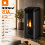 Freepoint STEE salamandra a pellets em aço antracite 8,5 kW