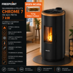 Freepoint Chrome 7 salamandra a pellets em aço preta 7 kW