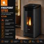 Freepoint STEE salamandra a pellets em aço antracite 8,5 kW