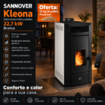 Sannover Kleona salamandra hidro a pellets 22,7 kW branca