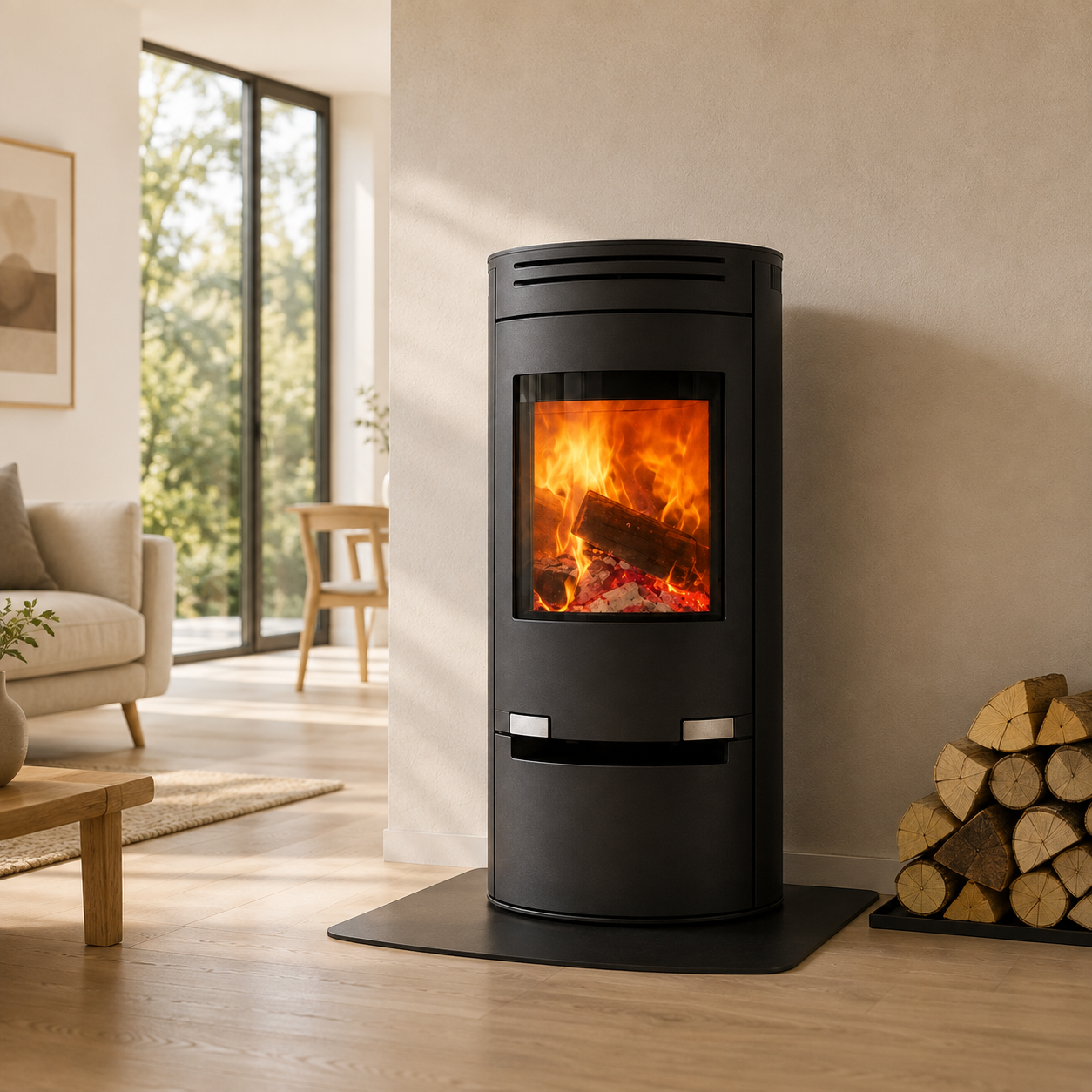 Aduro 9.1 salamandra a lenha em aço preta 8 kW com controlo automático