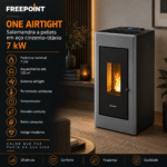Freepoint One Airtight salamandra a pellets em aço cinzento-titânio 7 kW