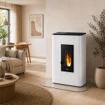 Freepoint Roxy salamandra a pellets em aço branca 7 kW