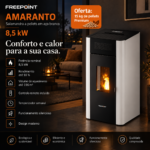 Freepoint Amaranto salamandra a pellets em aço branca 8,5 kW