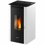 Freepoint Indi salamandra a pellets em aço branca 7 kW com controlo automático