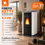 Firefix Ketty salamandra a pellets em aço preto-branco 6,3 kW