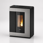 Freepoint Arco salamandra a pellets em aço cinzento-titânio 7 kW com controlo automático