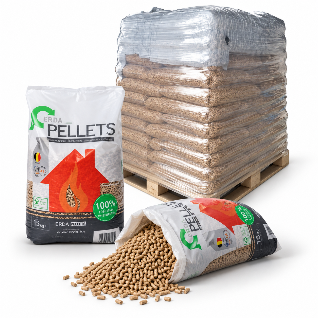 Piveteau pellets de madeira – 66 sacos de 15 kg – palete 990 kg – 100 % madeira de coníferas