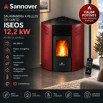 Sannover Iseos salamandra a pellets de canto 12,2 kW Bordeaux