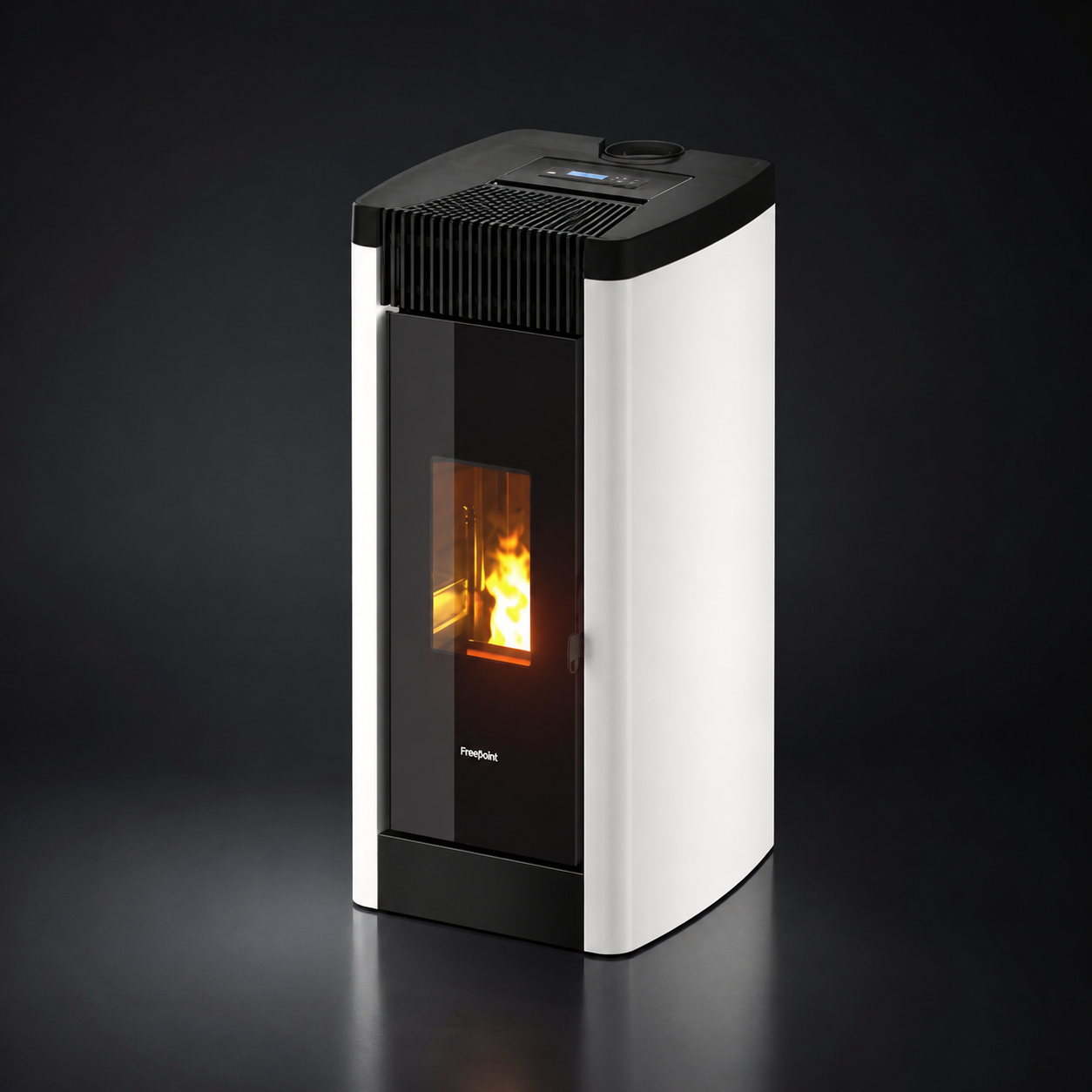 Freepoint STEE salamandra a pellets em aço branca 8,5 kW com controlo automático