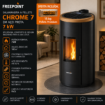 Freepoint Chrome 7 salamandra a pellets em aço preta 7 kW