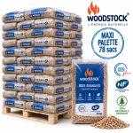 WOODSTOCK pellets de madeira – palete de 78 sacos – 100 % madeira de coníferas – DINplus & NF