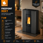 Freepoint Roxy salamandra a pellets em aço antracite 7 kW