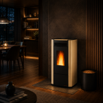 Firefix Ketty salamandra a pellets em aço preto-bege 6,3 kW