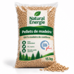 Natural Energie pellets de madeira – 70 sacos de 15 kg – palete 1.050 kg – 100 % madeira de coníferas – DINplus